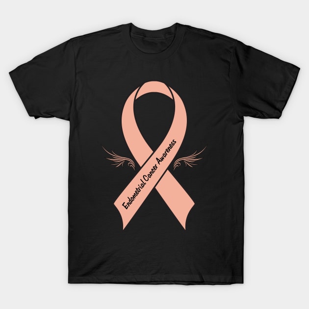 Endometrial Cancer Ribbon of Hope with Wings T-Shirt by PenguinCornerStore